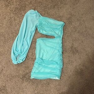 Aqua/Teal Hello Molly One-Shoulder Dress
